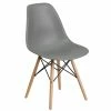 Flash Furniture FH-130-DPP-GY-GG Elon Series Moss Gray Plastic Accent Side Chair With Wood Base