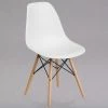 Flash Furniture FH-130-DPP-WH-GG Elon Series White Plastic Accent Side Chair With Wood Base