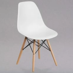 Flash Furniture FH-130-DPP-WH-GG Elon Series White Plastic Accent Side Chair With Wood Base