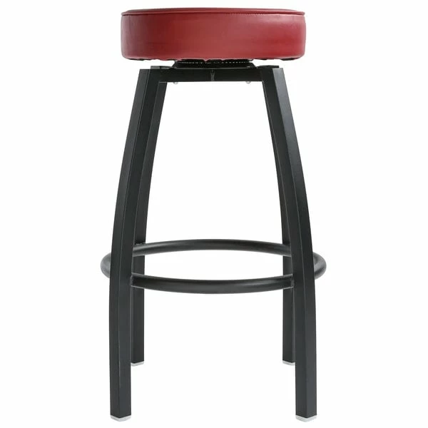 Lancaster Table & Seating Black Backless Barstool With Crimson Swivel Upholstered Seat 3 Lancaster Table & Seating Black Backless Barstool With Crimson Swivel Upholstered Seat - Image 3