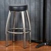 Lancaster Table & Seating Clear Coat Backless Barstool With Black Swivel Upholstered Seat