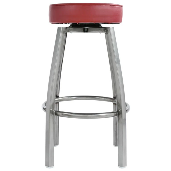 Lancaster Table & Seating Clear Coat Backless Barstool With Crimson Swivel Upholstered Seat 3 Lancaster Table & Seating Clear Coat Backless Barstool With Crimson Swivel Upholstered Seat - Image 3