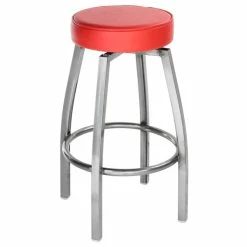 Lancaster Table & Seating Clear Coat Backless Barstool With Red Swivel Upholstered Seat 4 Lancaster Table & Seating Clear Coat Backless Barstool With Red Swivel Upholstered Seat -Lancaster Table & Seating Shop 1650922