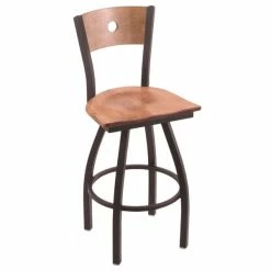 Holland Bar Stool X83025BWMEDMPLBMEDMPL Big & Tall Counter Height Black Wrinkle Steel Swivel Barstool With Medium Maple Seat And Medium Maple Back