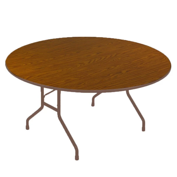 Correll 48" Round Medium Oak High Pressure Heavy Duty Folding Table 1 Correll 48" Round Medium Oak High Pressure Heavy Duty Folding Table