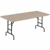Correll 30" X 60" Rectangular Mocha Adjustable Height Heavy-Duty Blow-Molded Folding Table - 16" To 26" Height