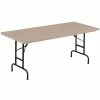 Correll 30" X 72" Rectangular Mocha Adjustable Height Heavy-Duty Blow-Molded Folding Table - 16" To 26" Height