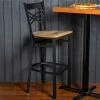 Lancaster Table & Seating Black Finish Cross Back Bar Stool With Driftwood Seat