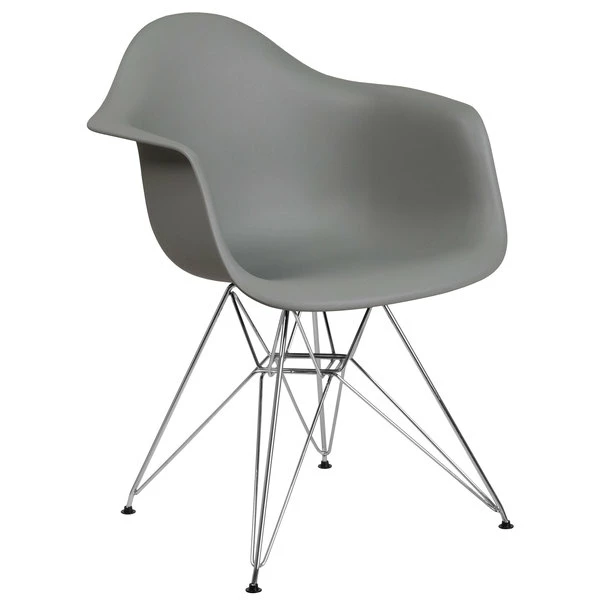 Flash Furniture FH-132-CPP1-GY-GG Alonza Gray Plastic Chair With Chrome Base 1 Flash Furniture FH-132-CPP1-GY-GG Alonza Gray Plastic Chair With Chrome Base