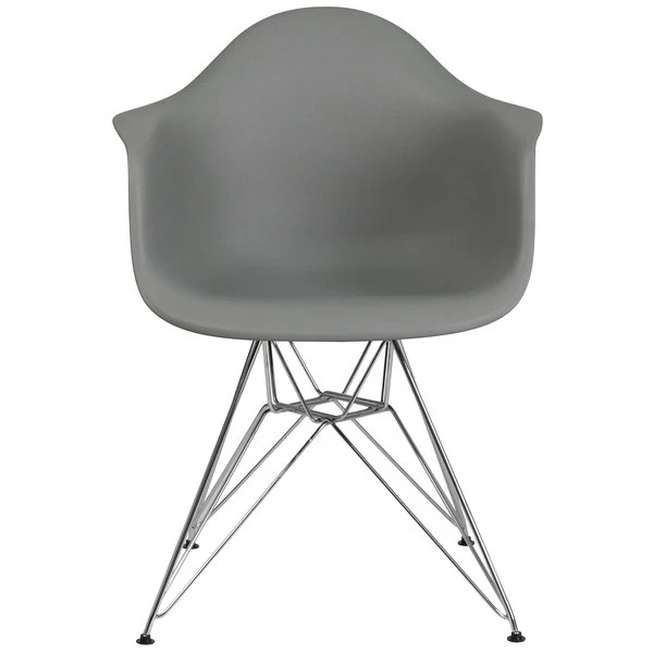 Flash Furniture FH-132-CPP1-GY-GG Alonza Gray Plastic Chair With Chrome Base 2 Flash Furniture FH-132-CPP1-GY-GG Alonza Gray Plastic Chair With Chrome Base - Image 2