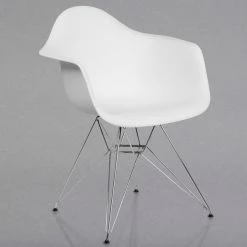Flash Furniture FH-132-CPP1-WH-GG Alonza White Plastic Chair With Chrome Base