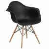 Flash Furniture FH-132-DPP-BK-GG Alonza Black Plastic Chair With Wood Base