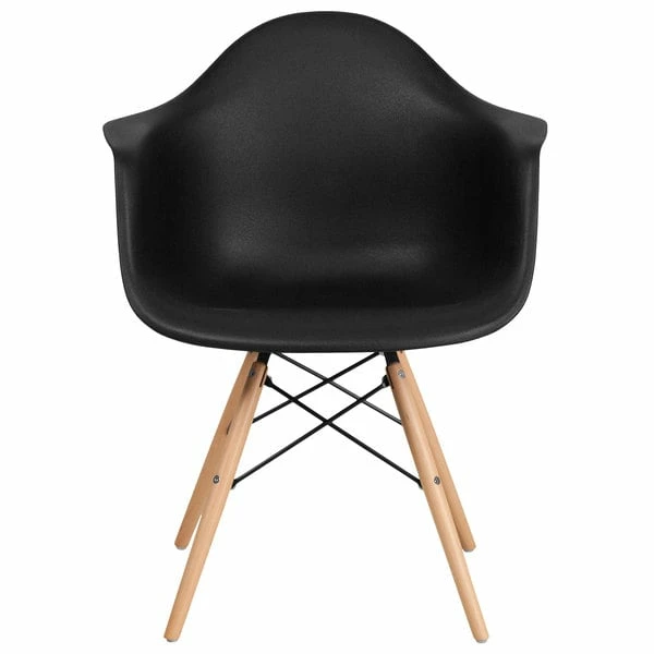 Flash Furniture FH-132-DPP-BK-GG Alonza Black Plastic Chair With Wood Base 2 Flash Furniture FH-132-DPP-BK-GG Alonza Black Plastic Chair With Wood Base - Image 2