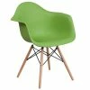Flash Furniture FH-132-DPP-GN-GG Alonza Green Plastic Chair With Wood Base