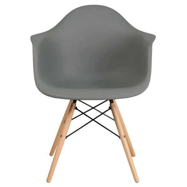 Flash Furniture FH-132-DPP-GY-GG Alonza Gray Plastic Chair With Wood Base 2 Flash Furniture FH-132-DPP-GY-GG Alonza Gray Plastic Chair With Wood Base - Image 2