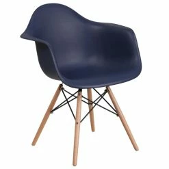 Flash Furniture FH-132-DPP-NY-GG Alonza Navy Plastic Chair With Wood Base
