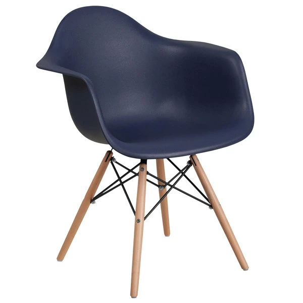 Flash Furniture FH-132-DPP-NY-GG Alonza Navy Plastic Chair With Wood Base 1 Flash Furniture FH-132-DPP-NY-GG Alonza Navy Plastic Chair With Wood Base