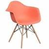 Flash Furniture FH-132-DPP-PE-GG Alonza Peach Plastic Chair With Wood Base