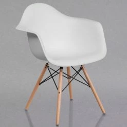 Flash Furniture FH-132-DPP-WH-GG Alonza White Plastic Chair With Wood Base