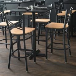 Lancaster Table & Seating Black Finish Cross Back Bar Stool With Natural Wood Seat 5 Lancaster Table & Seating Black Finish Cross Back Bar Stool With Natural Wood Seat -Lancaster Table & Seating Shop 1710329