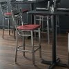 Lancaster Table & Seating Clear Coat Finish Cross Back Bar Stool With Mahogany Wood Seat