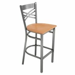 Lancaster Table & Seating Clear Coat Finish Cross Back Bar Stool With Natural Wood Seat -Lancaster Table & Seating Shop 1710361