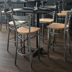 Lancaster Table & Seating Clear Coat Finish Cross Back Bar Stool With Natural Wood Seat -Lancaster Table & Seating Shop 1710365