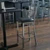Lancaster Table & Seating Clear Coat Finish Cross Back Bar Stool With 2 1/2" Black Vinyl Padded Seat