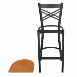 Lancaster Table & Seating Black Finish Cross Back Bar Stool With Cherry Wood Seat -Lancaster Table & Seating Shop 1712806