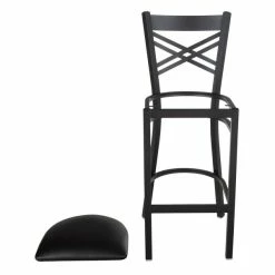 Lancaster Table & Seating Black Finish Cross Back Bar Stool With 2 1/2" Black Vinyl Padded Seat -Lancaster Table & Seating Shop 1712807