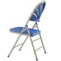National Public Seating 1105 Gray Metal Folding Chair With Blue Plastic Seat -Lancaster Table & Seating Shop 1713579