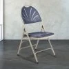 National Public Seating 1115 Gray Metal Folding Chair With Dark Blue Plastic Seat