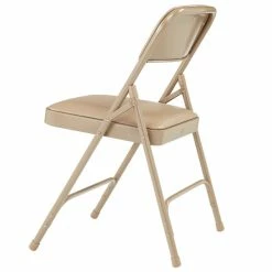 National Public Seating 1201 Beige Metal Folding Chair With 1 1/4" French Beige Vinyl Padded Seat 5 National Public Seating 1201 Beige Metal Folding Chair With 1 1/4" French Beige Vinyl Padded Seat -Lancaster Table & Seating Shop 1713607