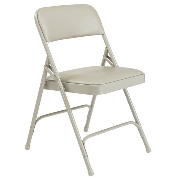 National Public Seating 1202 Gray Metal Folding Chair With 1 1/4" Warm Gray Vinyl Padded Seat 2 National Public Seating 1202 Gray Metal Folding Chair With 1 1/4" Warm Gray Vinyl Padded Seat - Image 2