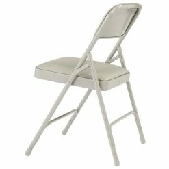 National Public Seating 1202 Gray Metal Folding Chair With 1 1/4" Warm Gray Vinyl Padded Seat 5 National Public Seating 1202 Gray Metal Folding Chair With 1 1/4" Warm Gray Vinyl Padded Seat -Lancaster Table & Seating Shop 1713622