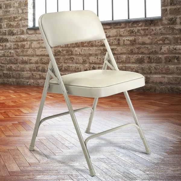 National Public Seating 1202 Gray Metal Folding Chair With 1 1/4" Warm Gray Vinyl Padded Seat 1 National Public Seating 1202 Gray Metal Folding Chair With 1 1/4" Warm Gray Vinyl Padded Seat
