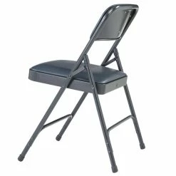 National Public Seating 1204 Char-Blue Metal Folding Chair With 1 1/4" Dark Midnight Blue Vinyl Padded Seat -Lancaster Table & Seating Shop 1713647