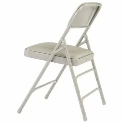 National Public Seating 1302 Gray Metal Folding Chair With 1 1/4" Warm Gray Vinyl Padded Seat -Lancaster Table & Seating Shop 1713682