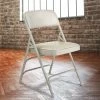 National Public Seating 1302 Gray Metal Folding Chair With 1 1/4" Warm Gray Vinyl Padded Seat