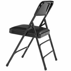 National Public Seating 1310 Black Metal Folding Chair With 1 1/4" Caviar Black Vinyl Padded Seat -Lancaster Table & Seating Shop 1713706