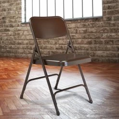 National Public Seating 203 Brown Premium Metal Folding Chair