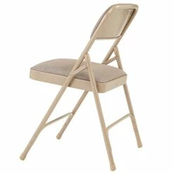 National Public Seating 2201 Beige Metal Folding Chair With 1 1/4" Cafe Beige Fabric Padded Seat 5 National Public Seating 2201 Beige Metal Folding Chair With 1 1/4" Cafe Beige Fabric Padded Seat -Lancaster Table & Seating Shop 1713967
