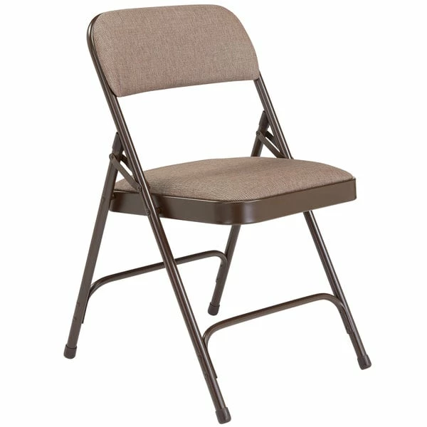 National Public Seating 2207 Brown Metal Folding Chair With 1 1/4" Russet Walnut Fabric Padded Seat 2 National Public Seating 2207 Brown Metal Folding Chair With 1 1/4" Russet Walnut Fabric Padded Seat - Image 2