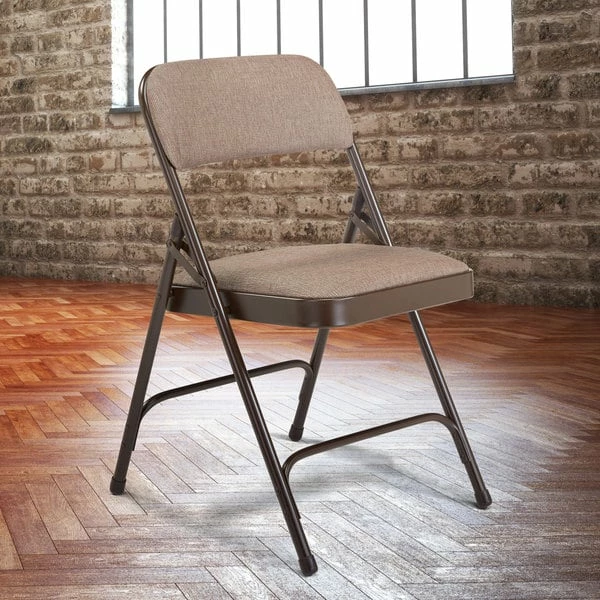 National Public Seating 2207 Brown Metal Folding Chair With 1 1/4" Russet Walnut Fabric Padded Seat 1 National Public Seating 2207 Brown Metal Folding Chair With 1 1/4" Russet Walnut Fabric Padded Seat