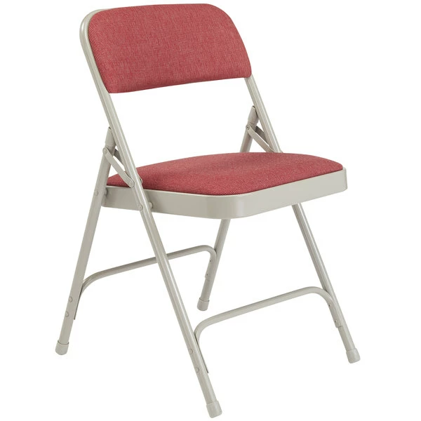 National Public Seating 2208 Gray Metal Folding Chair With 1 1/4" Majestic Cabernet Fabric Padded Seat 2 National Public Seating 2208 Gray Metal Folding Chair With 1 1/4" Majestic Cabernet Fabric Padded Seat - Image 2