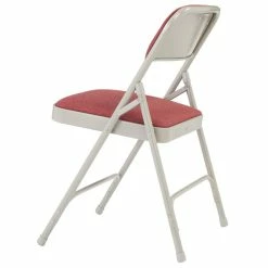 National Public Seating 2208 Gray Metal Folding Chair With 1 1/4" Majestic Cabernet Fabric Padded Seat 5 National Public Seating 2208 Gray Metal Folding Chair With 1 1/4" Majestic Cabernet Fabric Padded Seat -Lancaster Table & Seating Shop 1718697