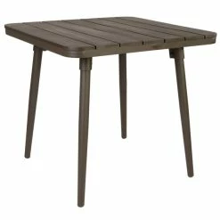 BFM Seating Bayview 36" Square Table With Bronze Powder Coat Aluminum Frame And Brown Synthetic Teak Top