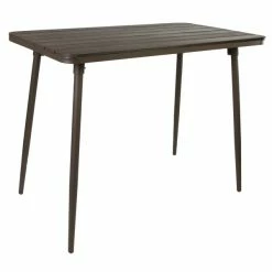 BFM Seating Bayview 32" X 55" Bar Height Table With Bronze Powder Coat Aluminum Frame And Brown Synthetic Teak Top