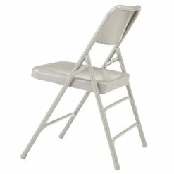 National Public Seating 302 Gray Premium Metal Triple-Brace Folding Chair -Lancaster Table & Seating Shop 1723009