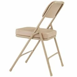 National Public Seating 3201 Beige Steel Folding Chair With 2" Beige Vinyl Padded Back And Seat -Lancaster Table & Seating Shop 1723436